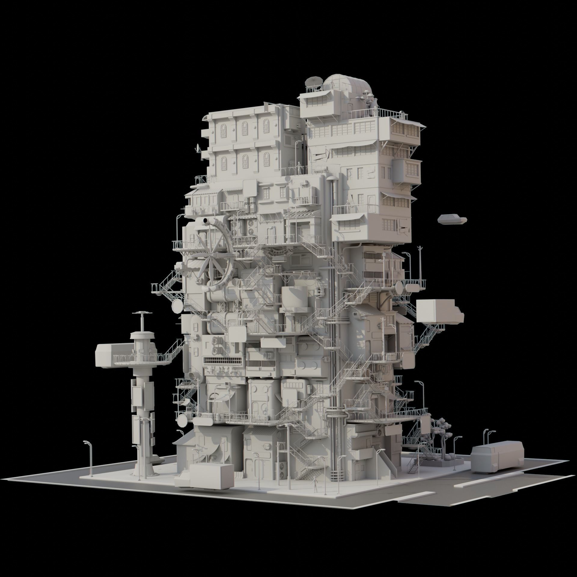 SCIFI Cyberpunk   City Modular  Low-poly 3D model_5