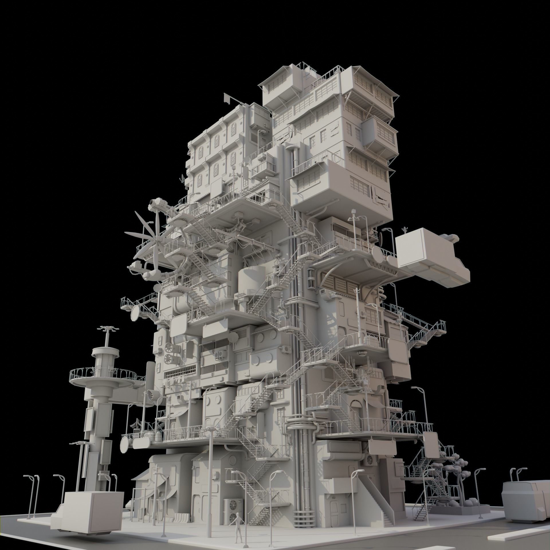 SCIFI Cyberpunk   City Modular  Low-poly 3D model_2