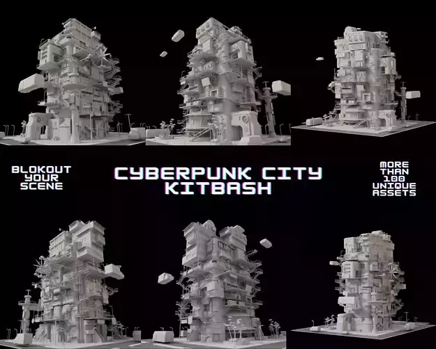 SCIFI Cyberpunk   City Modular  Low-poly 3D model