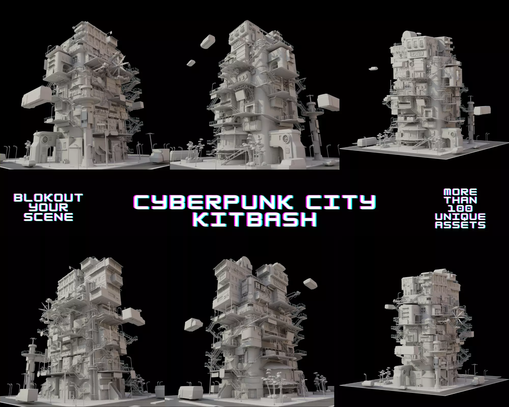 SCIFI Cyberpunk   City Modular  Low-poly 3D model_0