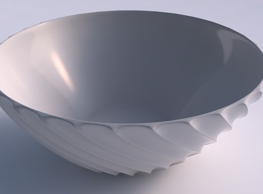 Bowl wide with bent extruded lines 3D print model