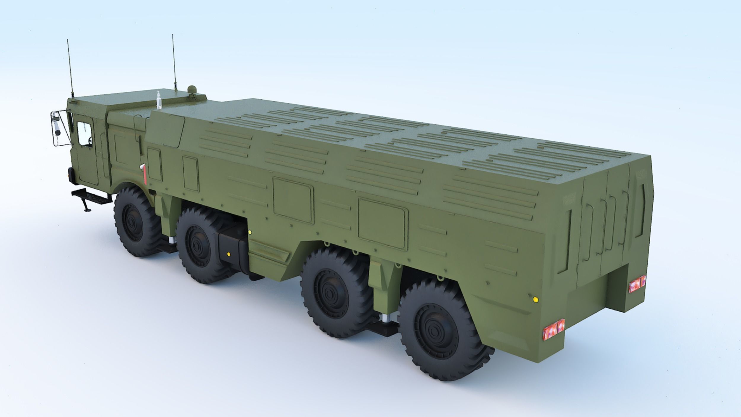 Iskander M military truck with missiles 3D model_2