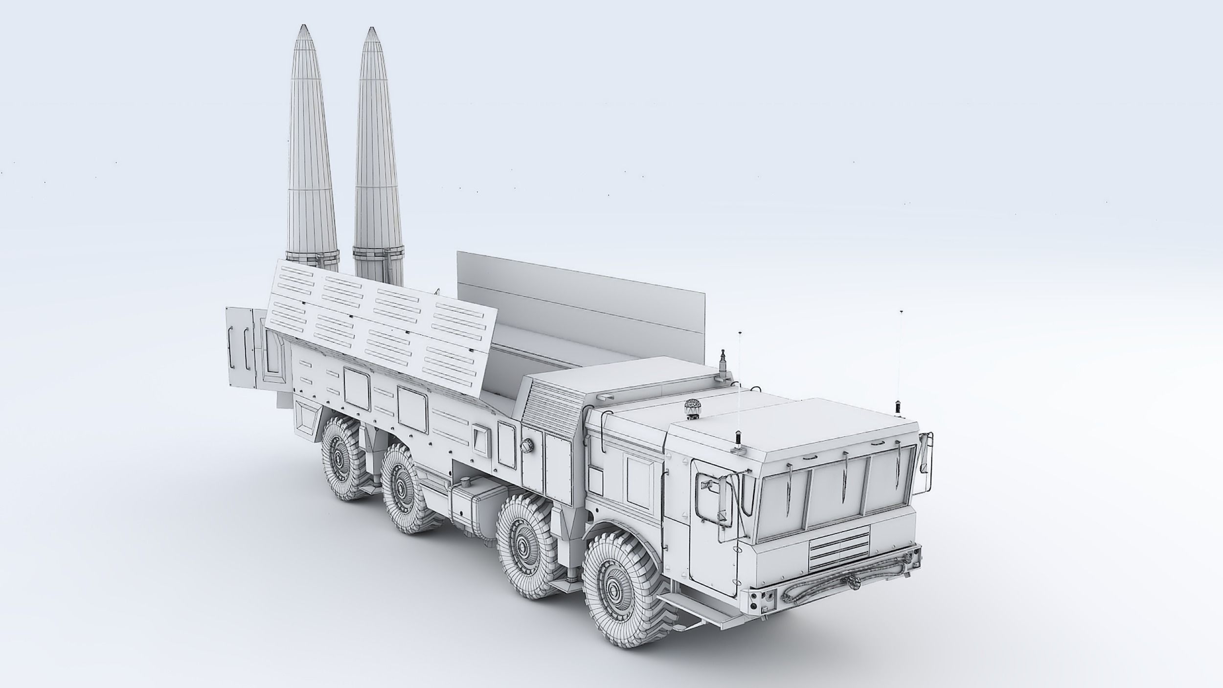 Iskander M military truck with missiles 3D model_4