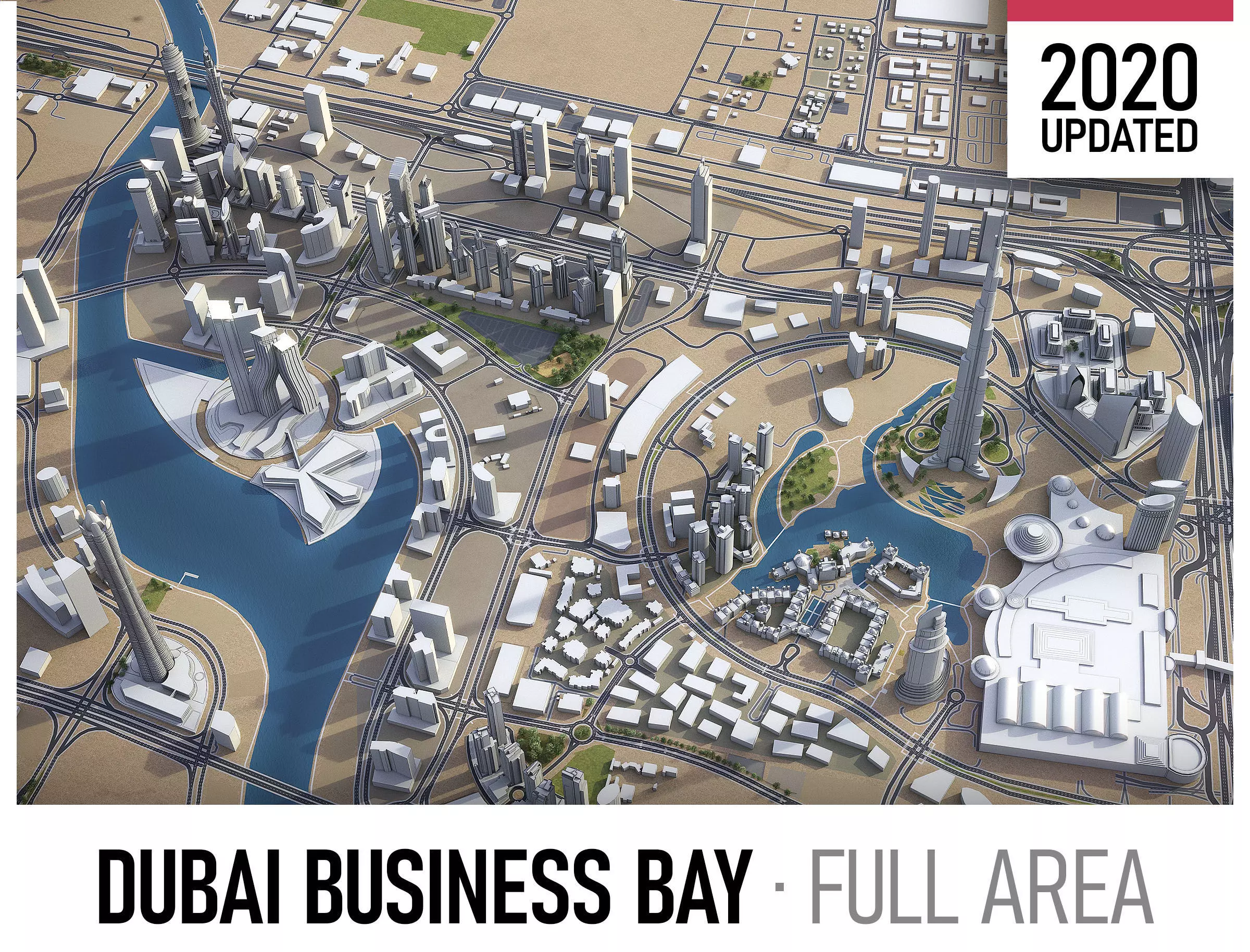 Dubai Business Bay Low-poly 3D model