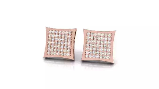 Square Diamond Stud Earrings