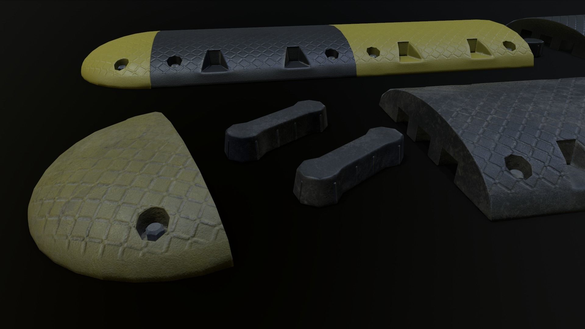 Traffic Speed Bump PBR Game-ready Low-poly 3D model_31