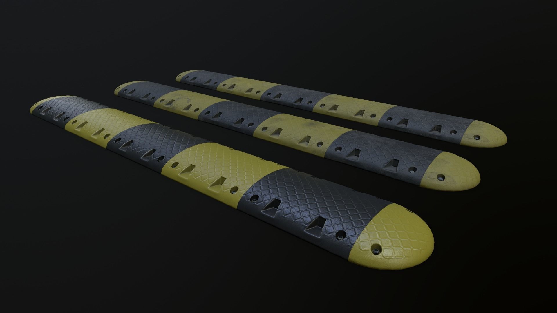 Traffic Speed Bump PBR Game-ready Low-poly 3D model_3