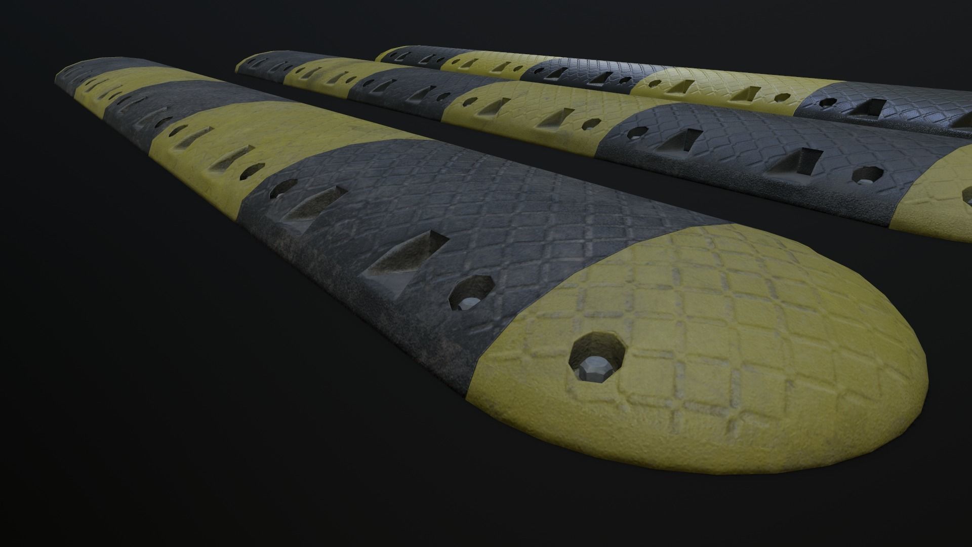 Traffic Speed Bump PBR Game-ready Low-poly 3D model_6