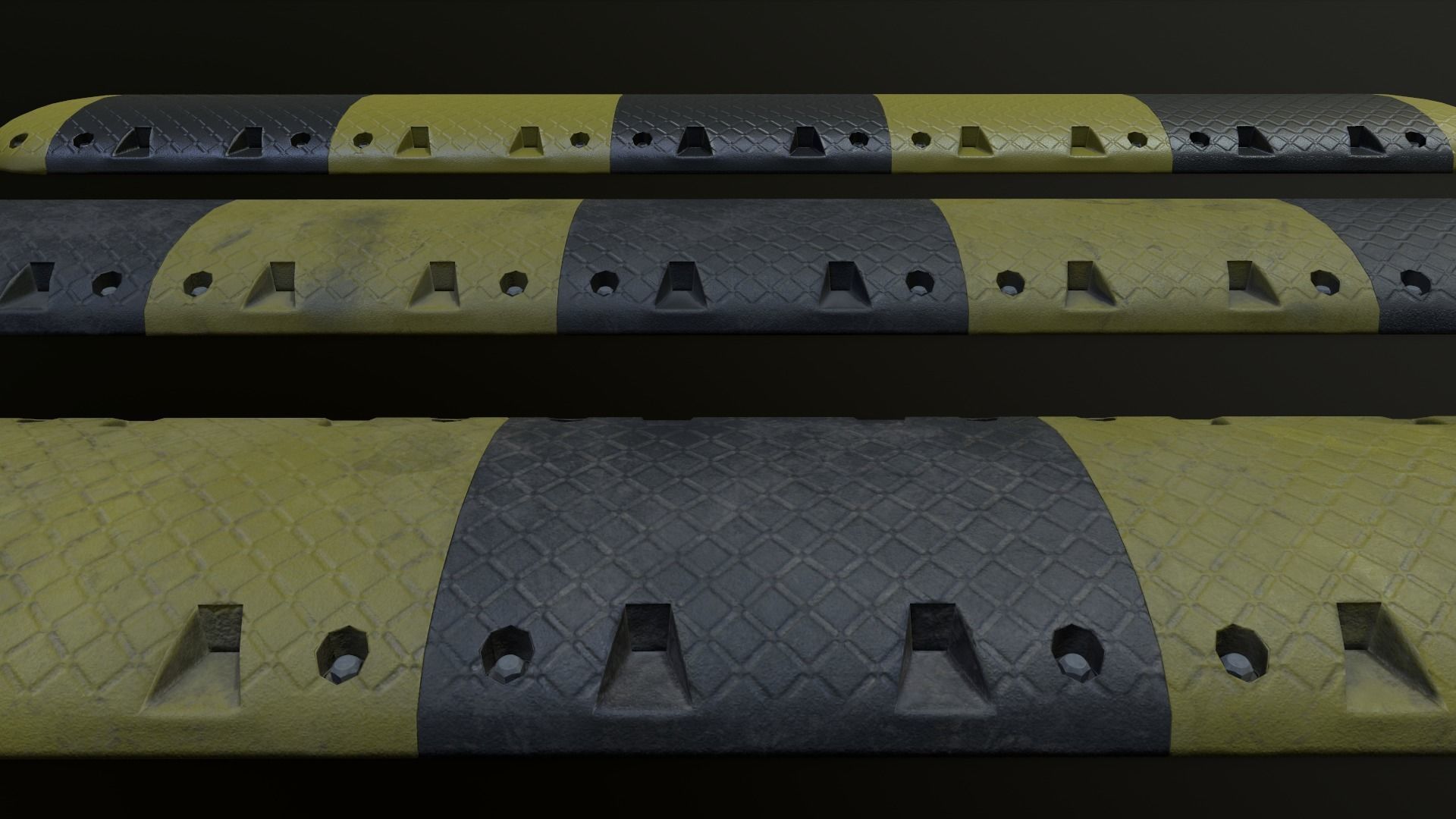 Traffic Speed Bump PBR Game-ready Low-poly 3D model_9