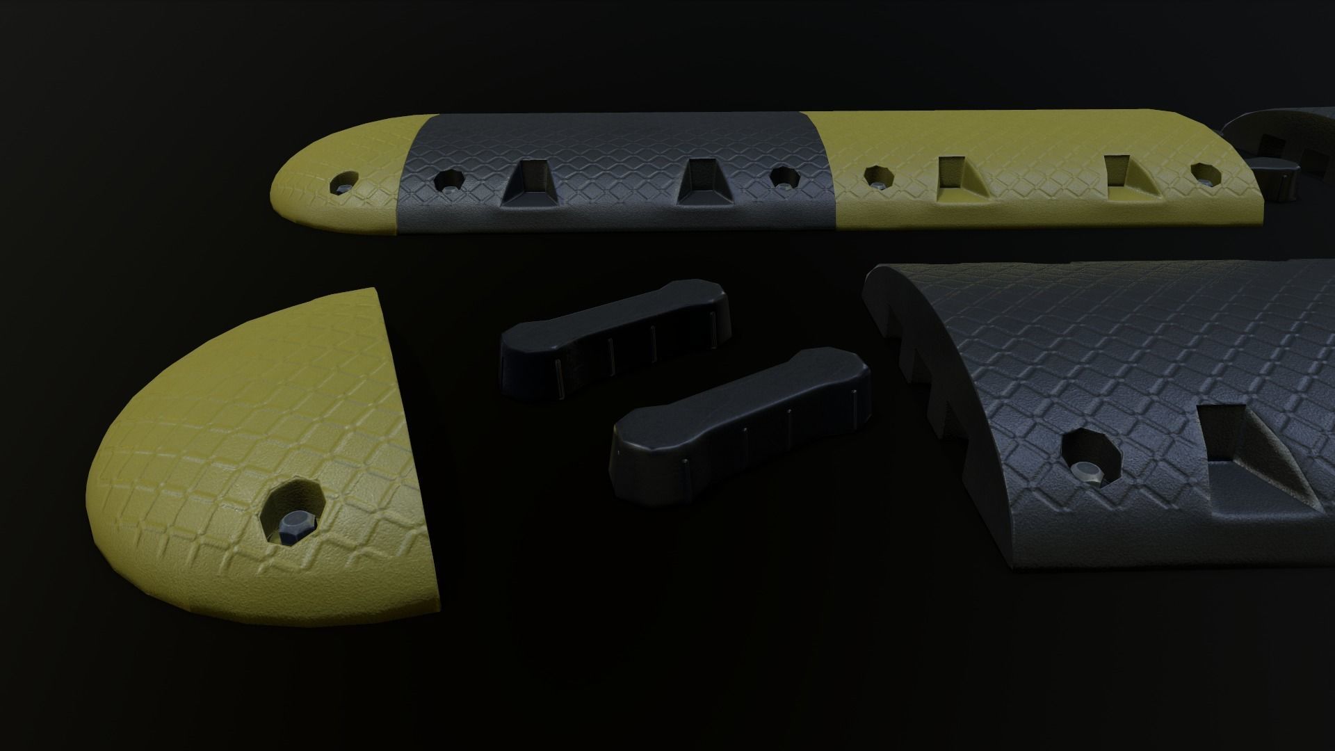 Traffic Speed Bump PBR Game-ready Low-poly 3D model_20