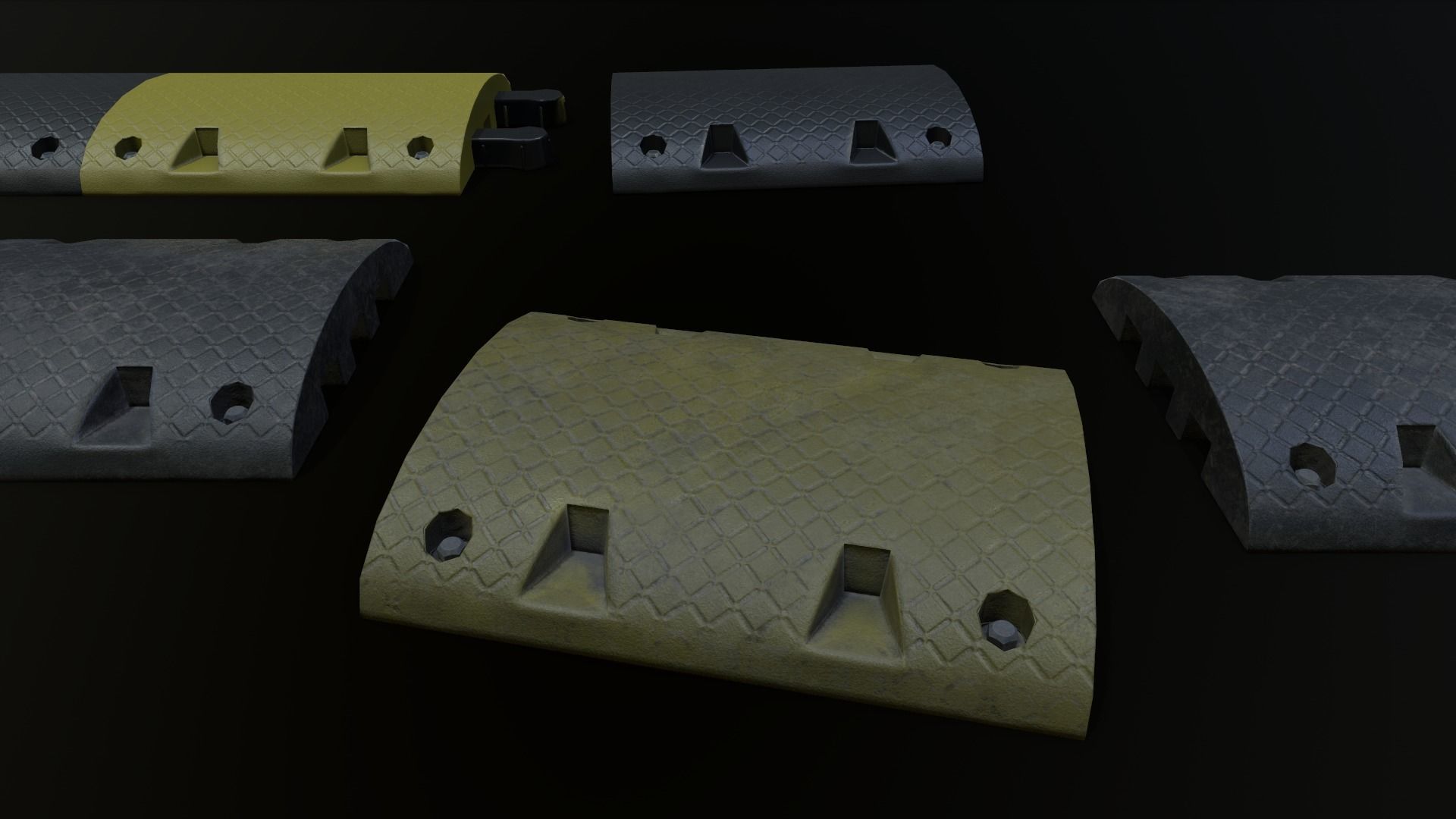 Traffic Speed Bump PBR Game-ready Low-poly 3D model_32