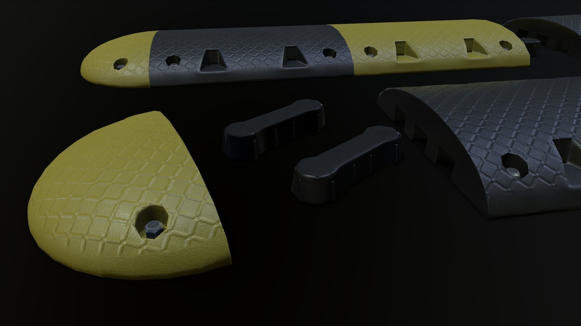 Traffic Speed Bump PBR Game-ready Low-poly 3D model_23