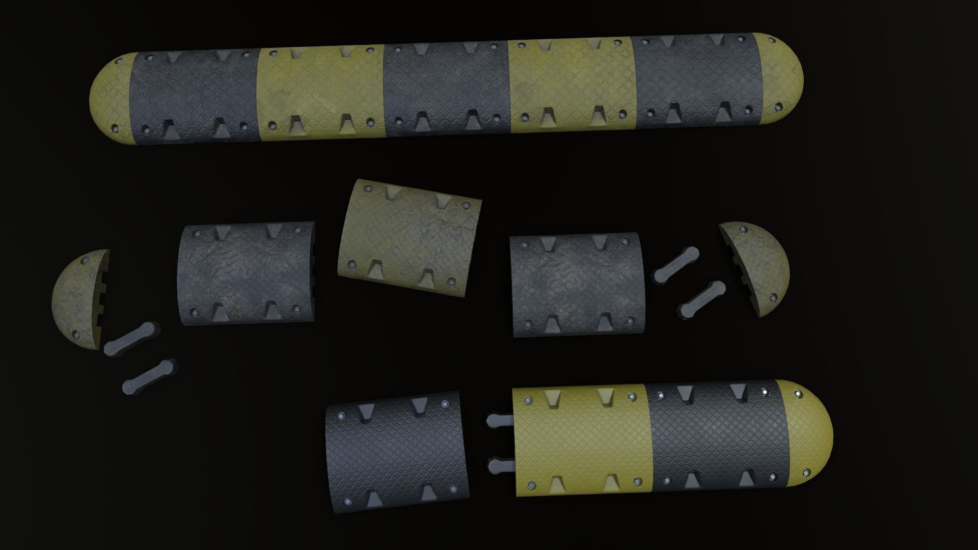 Traffic Speed Bump PBR Game-ready Low-poly 3D model_39