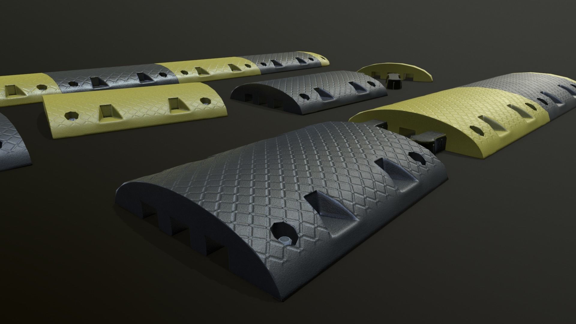 Traffic Speed Bump PBR Game-ready Low-poly 3D model_19