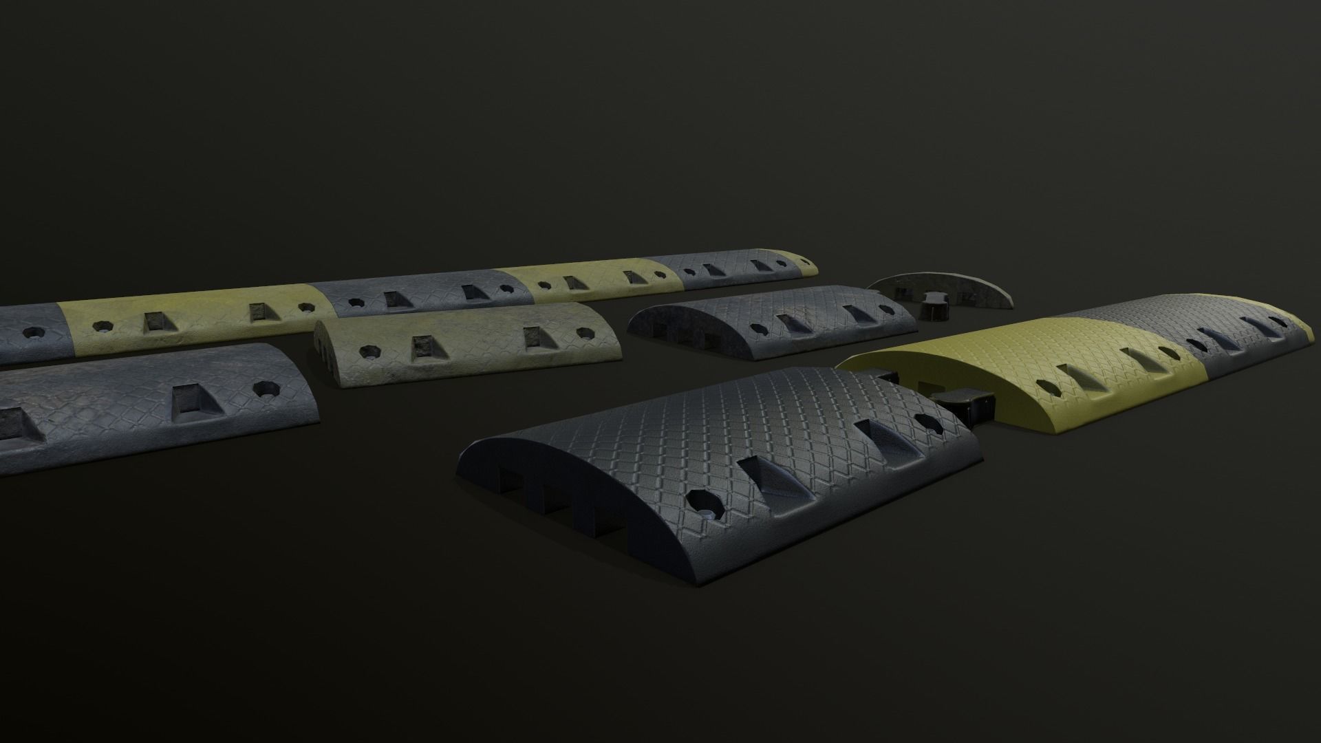 Traffic Speed Bump PBR Game-ready Low-poly 3D model_36