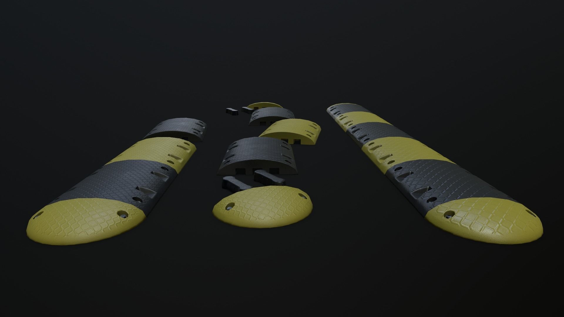 Traffic Speed Bump PBR Game-ready Low-poly 3D model_27