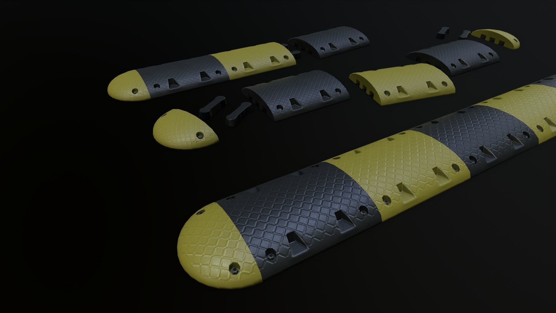 Traffic Speed Bump PBR Game-ready Low-poly 3D model_16