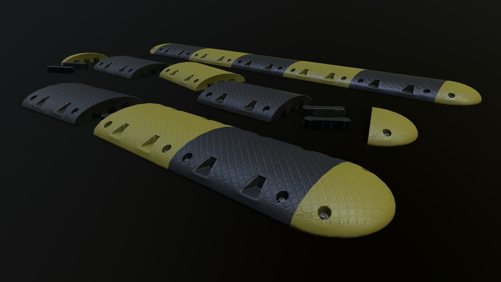 Traffic Speed Bump PBR Game-ready Low-poly 3D model_17