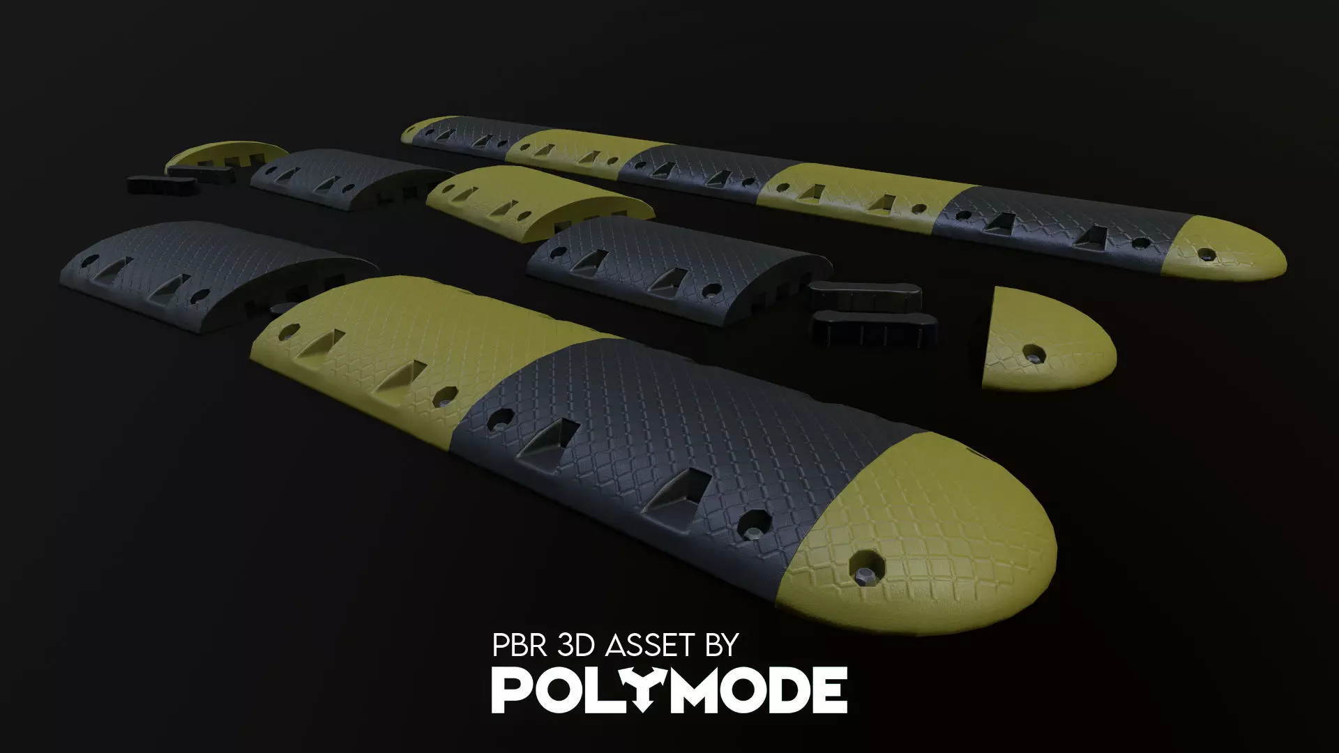 Traffic Speed Bump PBR Game-ready Low-poly 3D model_0