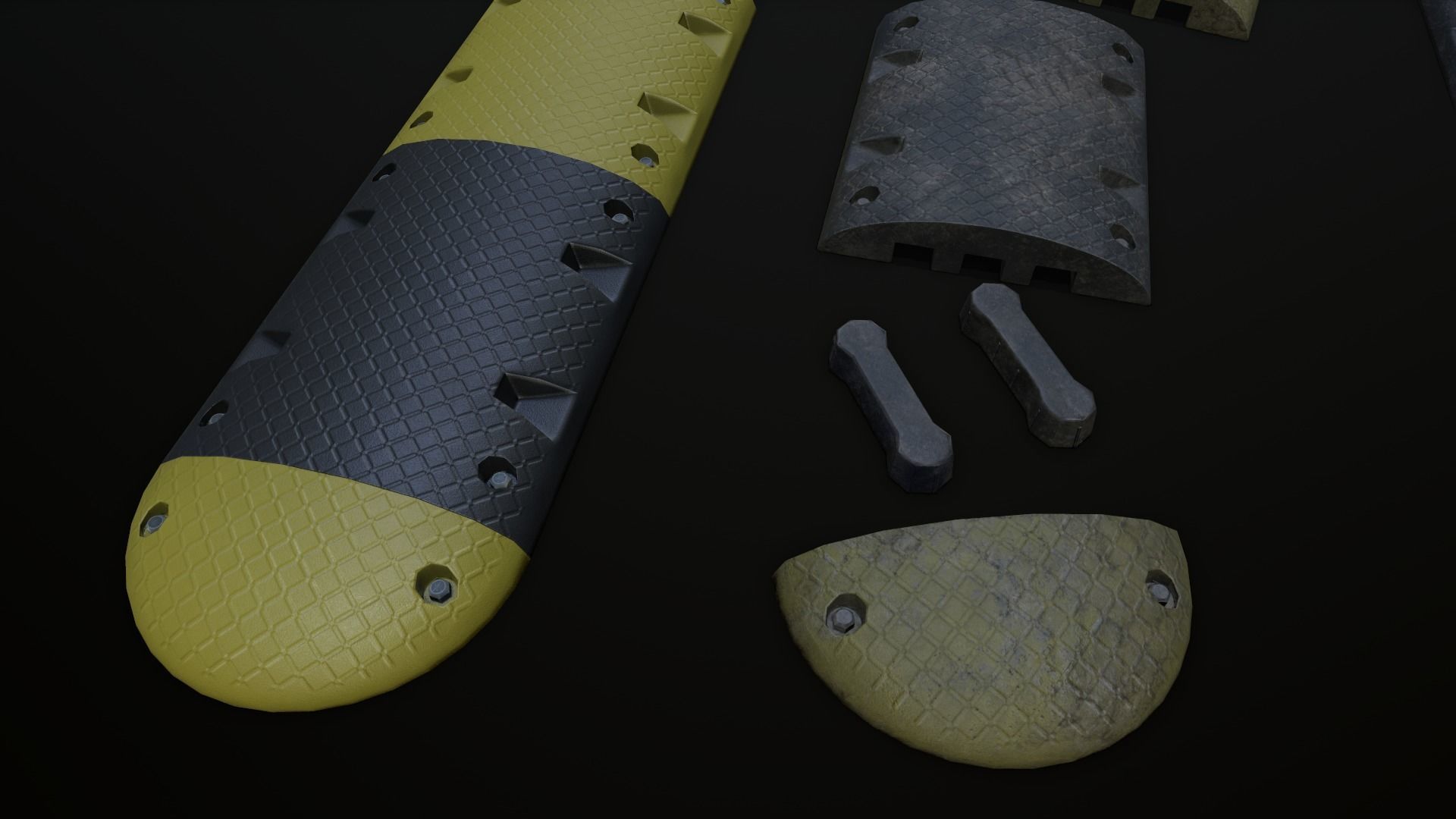 Traffic Speed Bump PBR Game-ready Low-poly 3D model_41