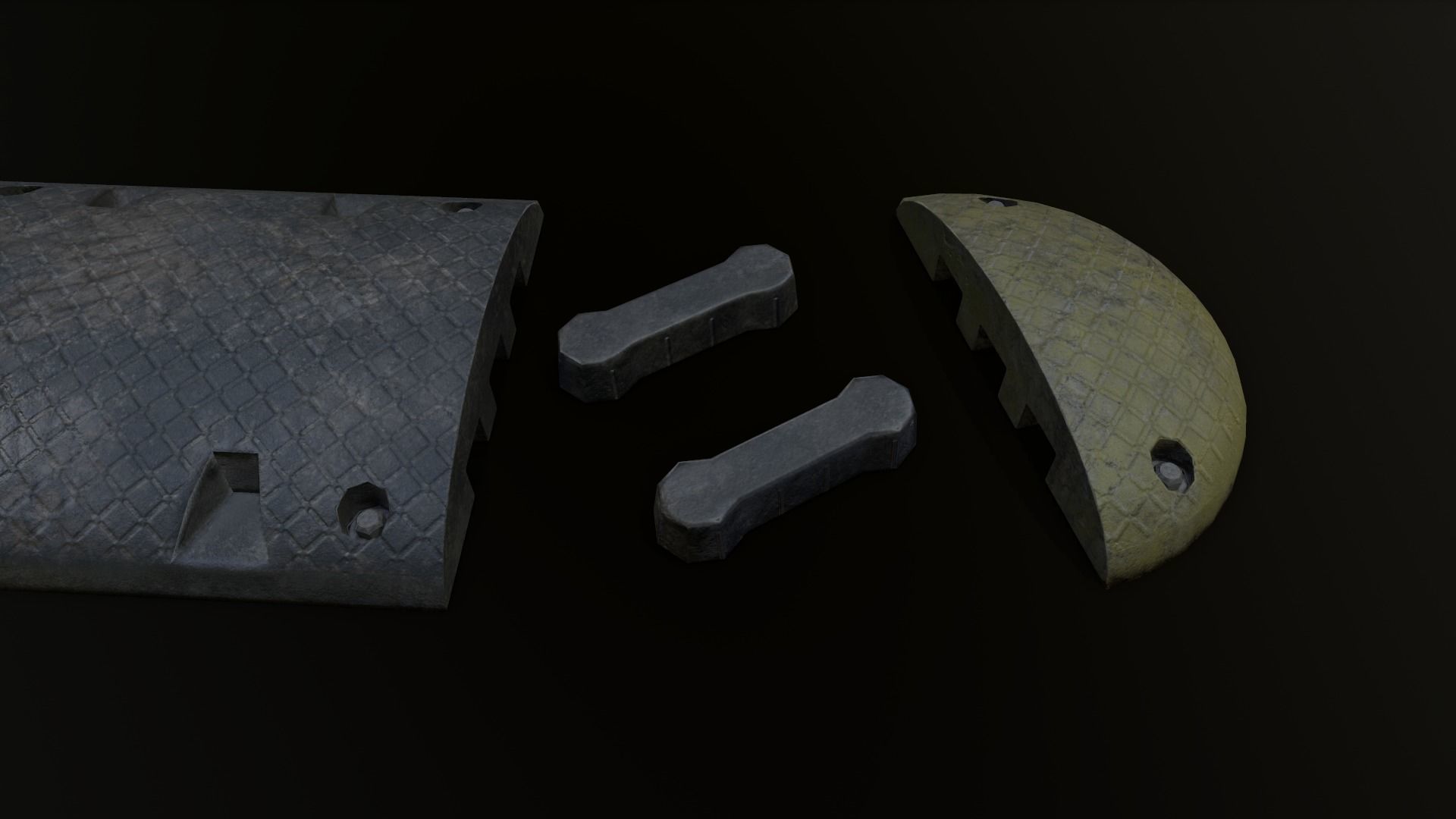 Traffic Speed Bump PBR Game-ready Low-poly 3D model_34