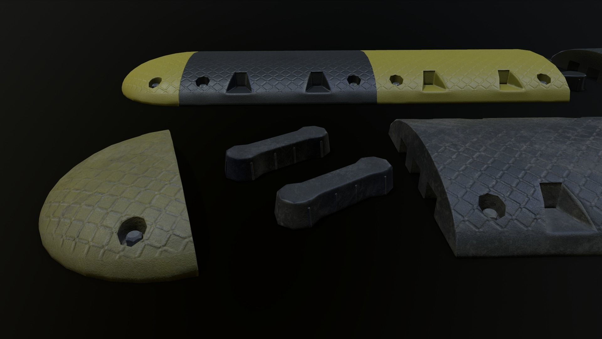 Traffic Speed Bump PBR Game-ready Low-poly 3D model_29