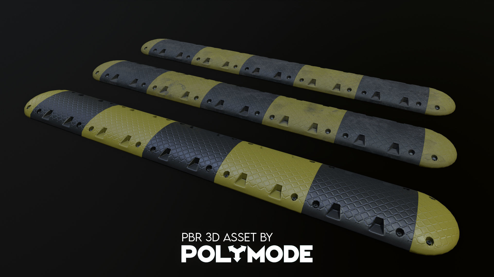 Traffic Speed Bump PBR Game-ready Low-poly 3D model_1