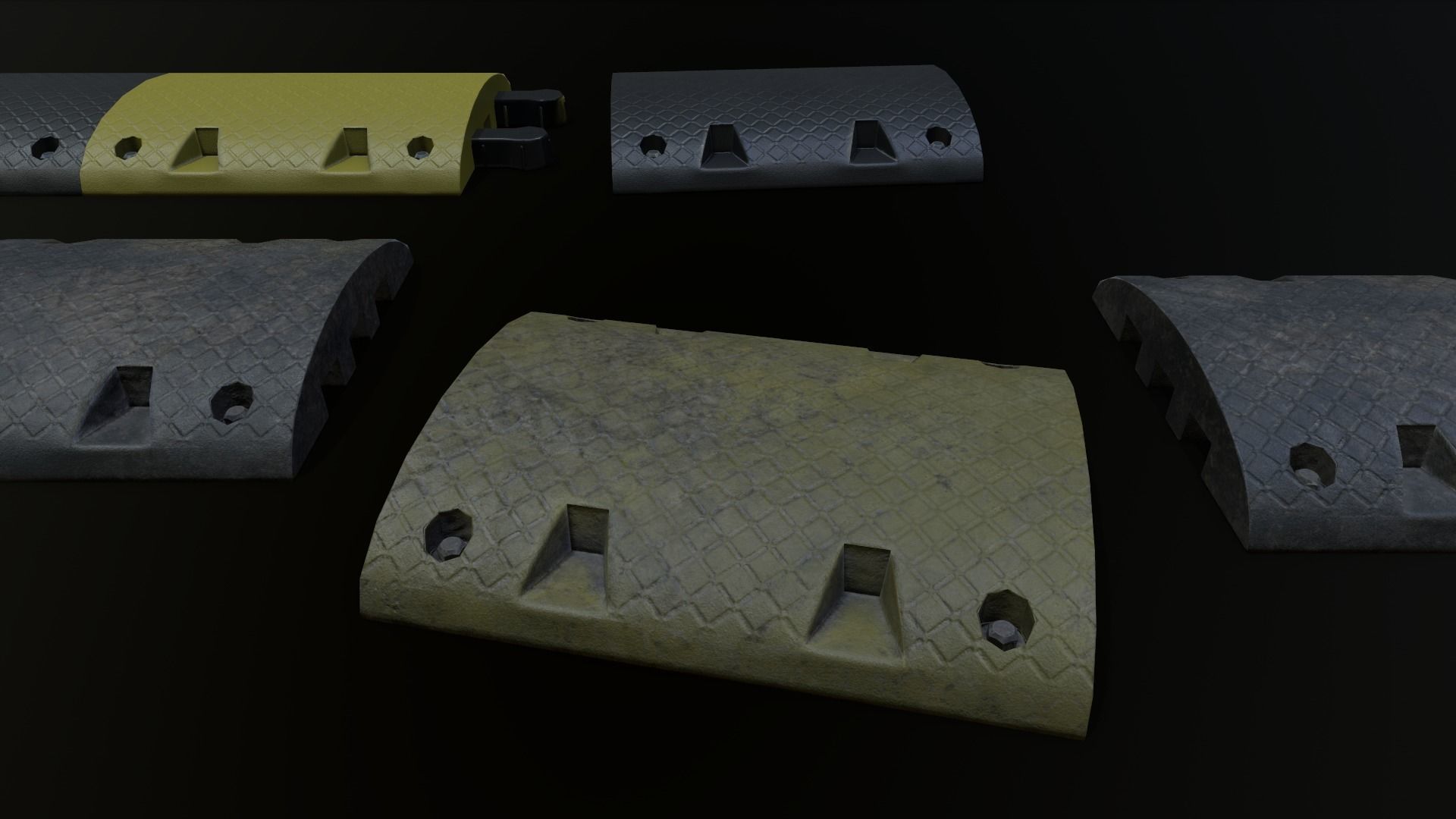 Traffic Speed Bump PBR Game-ready Low-poly 3D model_37