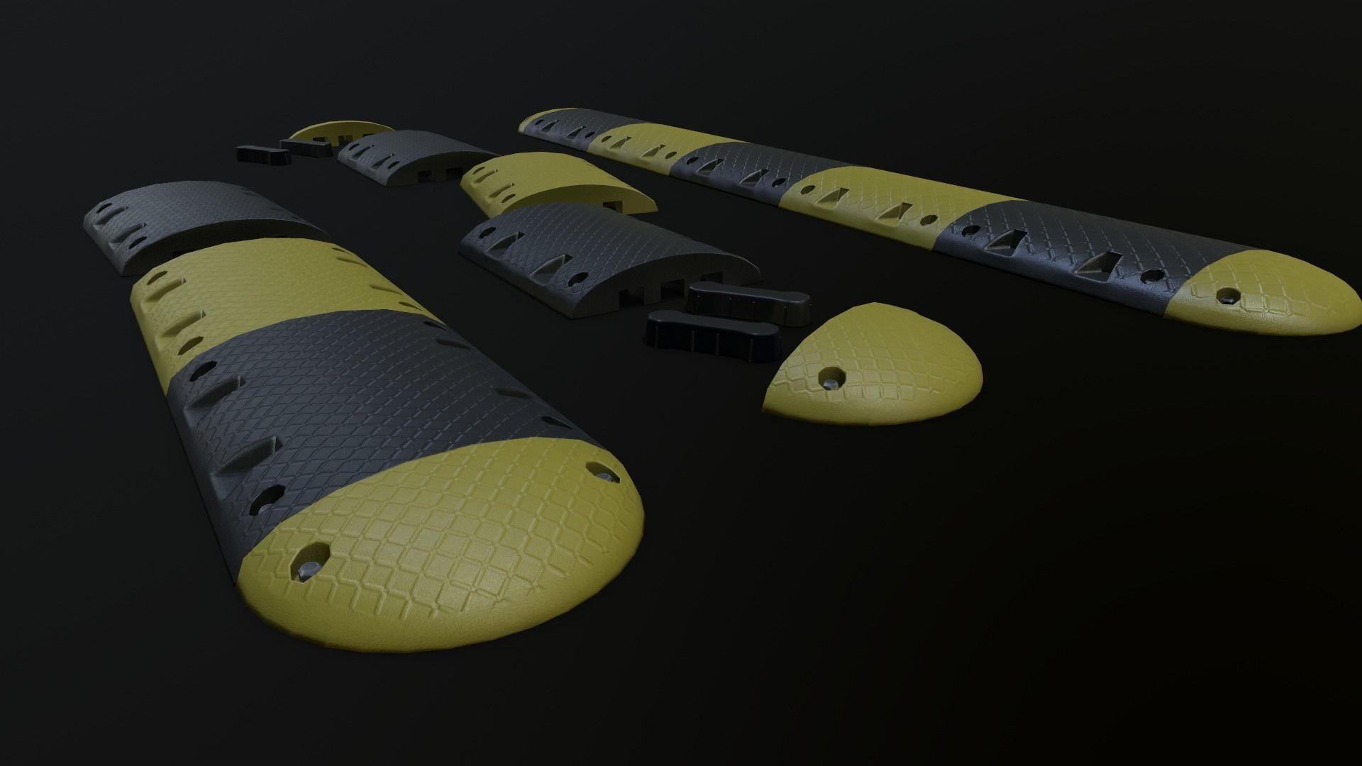 Traffic Speed Bump PBR Game-ready Low-poly 3D model_26