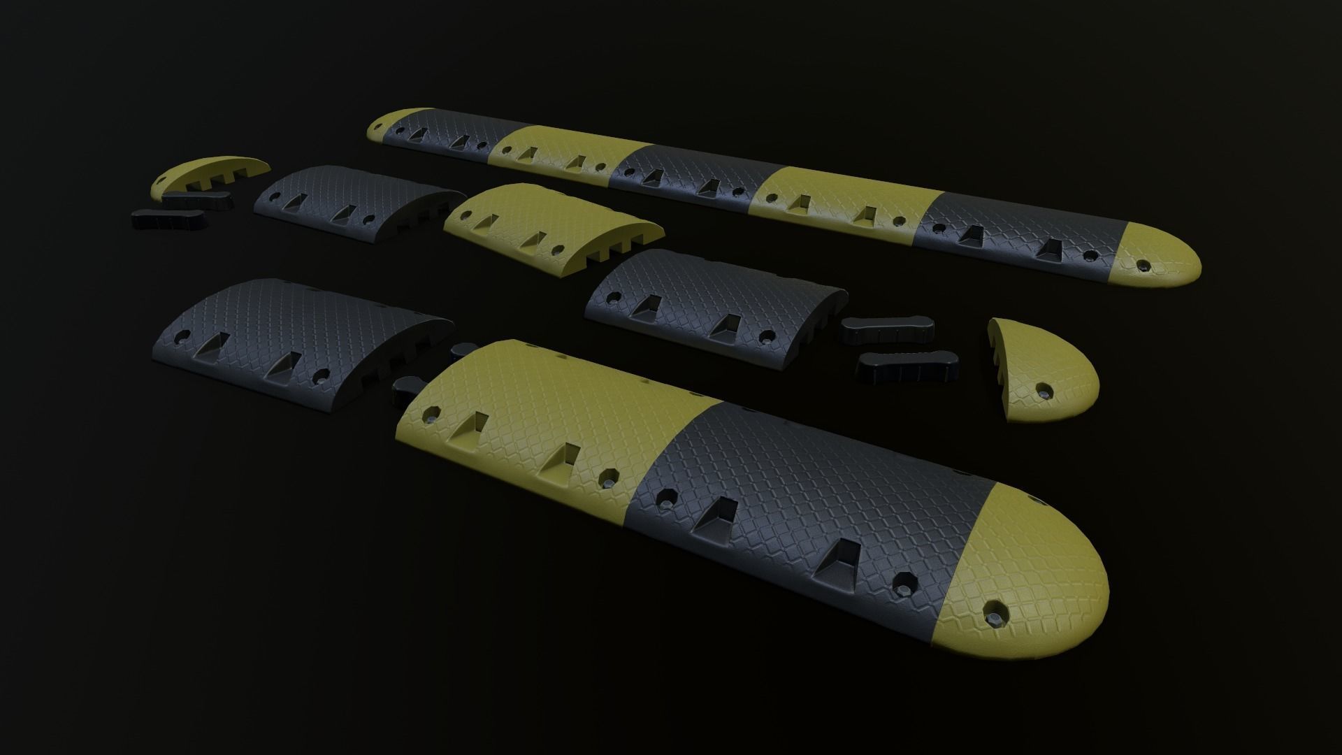 Traffic Speed Bump PBR Game-ready Low-poly 3D model_15