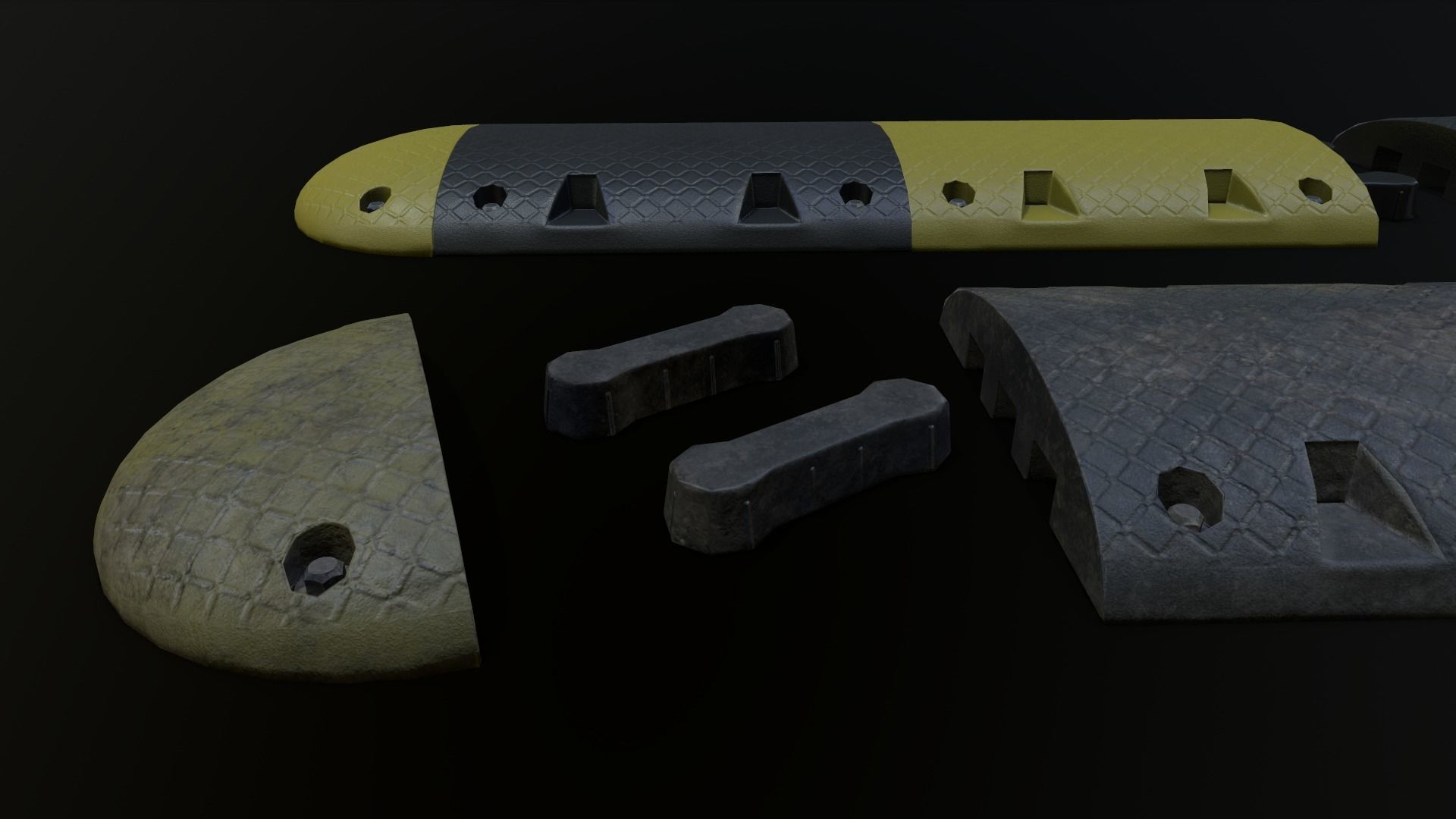 Traffic Speed Bump PBR Game-ready Low-poly 3D model_40