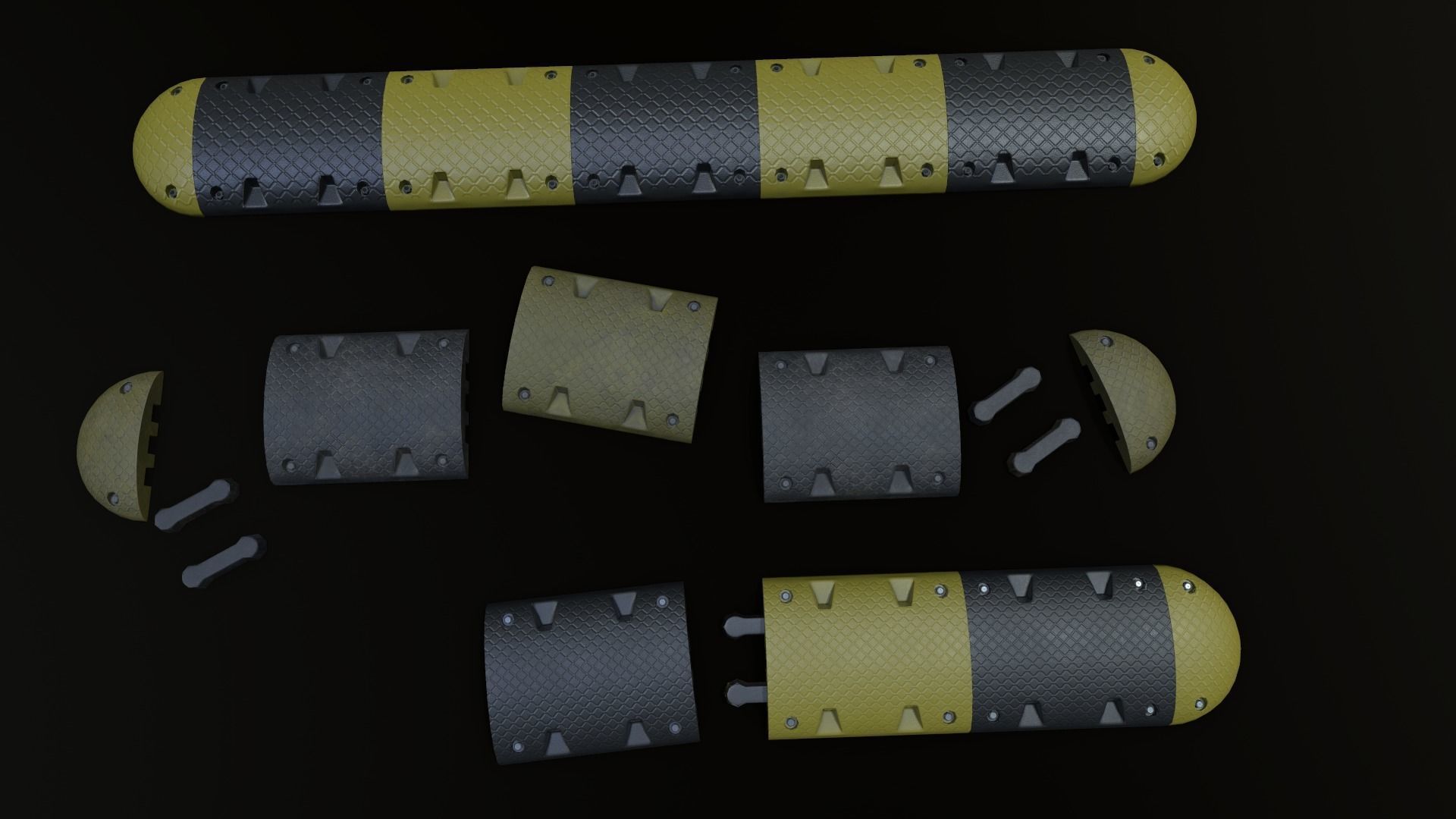 Traffic Speed Bump PBR Game-ready Low-poly 3D model_30