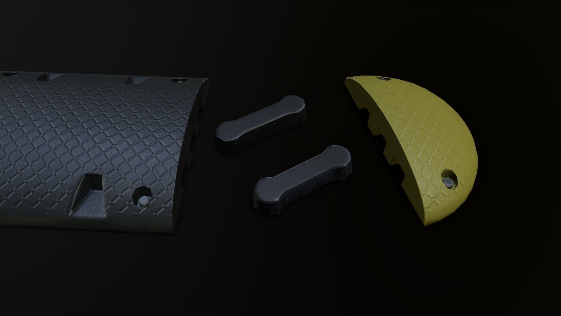 Traffic Speed Bump PBR Game-ready Low-poly 3D model_14