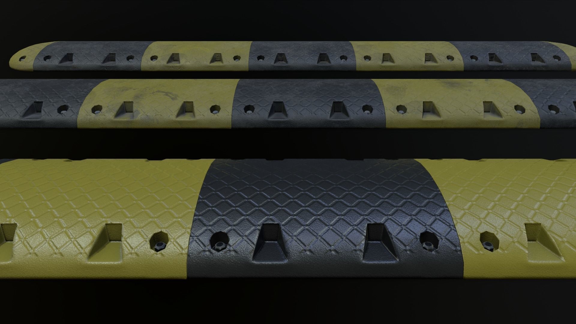 Traffic Speed Bump PBR Game-ready Low-poly 3D model_8