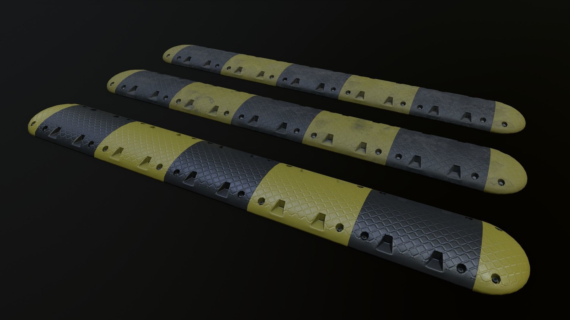 Traffic Speed Bump PBR Game-ready Low-poly 3D model_2