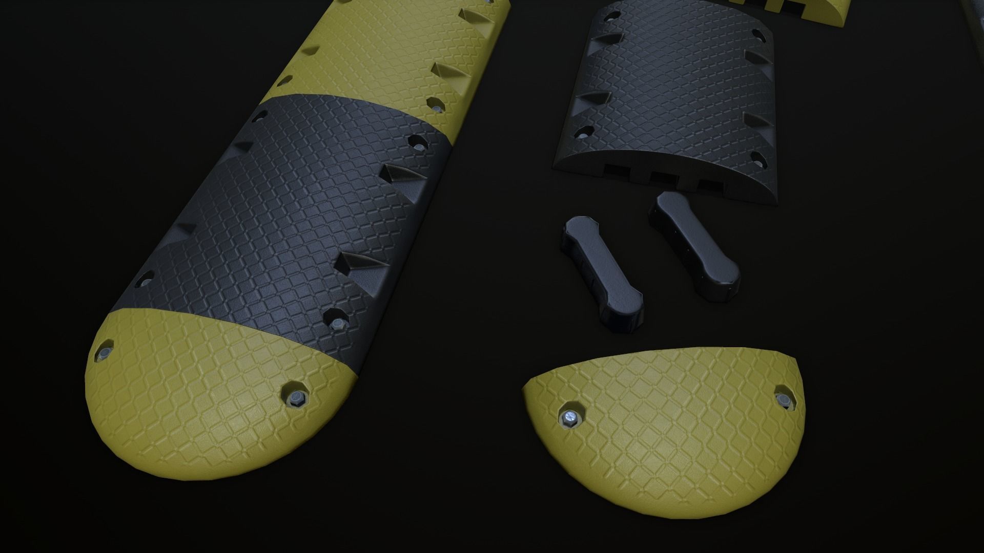 Traffic Speed Bump PBR Game-ready Low-poly 3D model_18