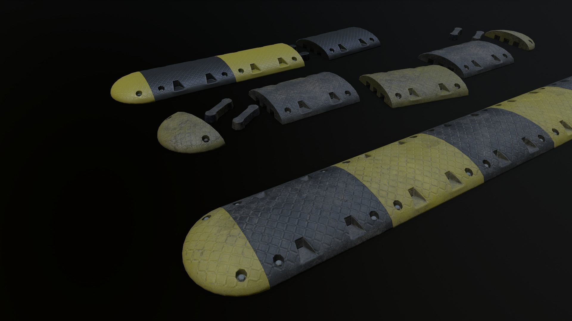 Traffic Speed Bump PBR Game-ready Low-poly 3D model_42