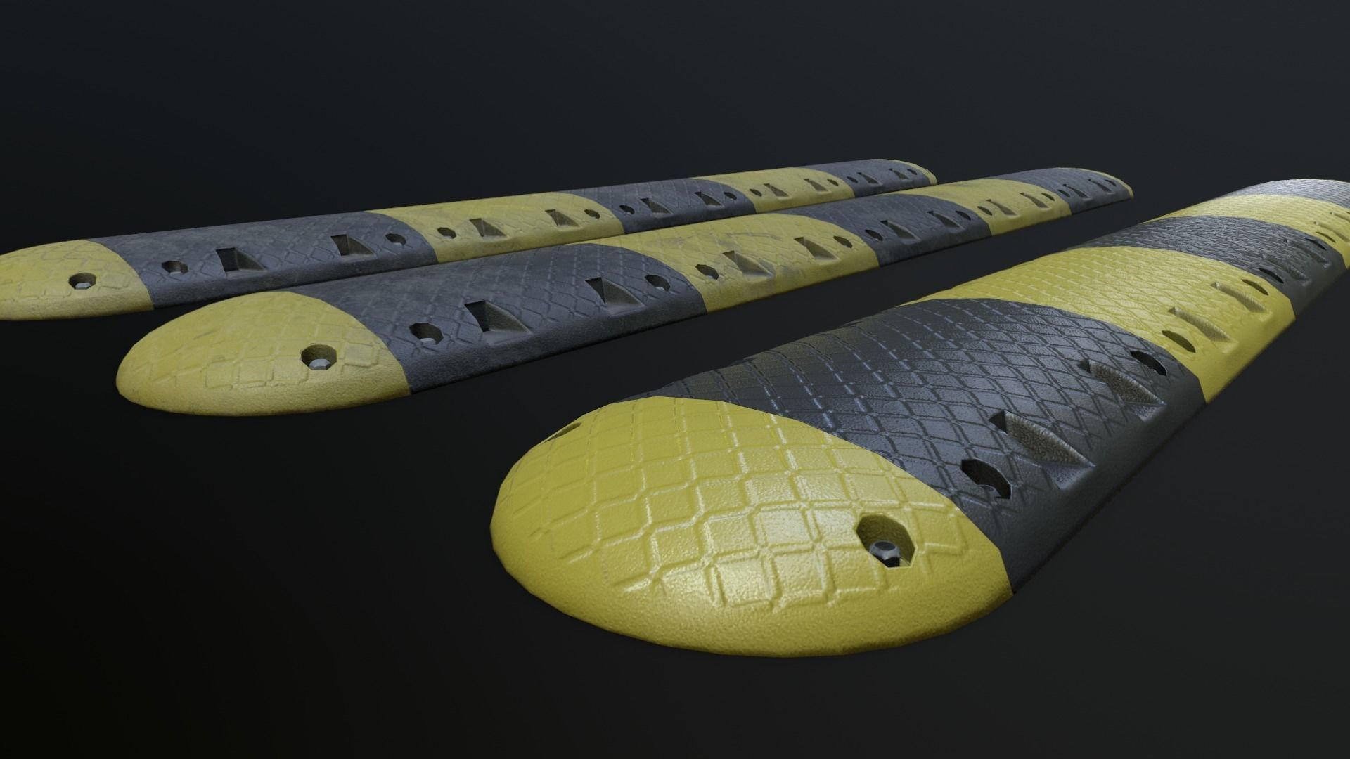 Traffic Speed Bump PBR Game-ready Low-poly 3D model_5