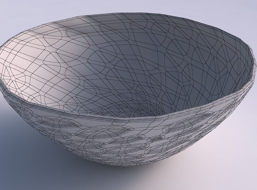 Bowl wide with crystal dents 3D print model_5