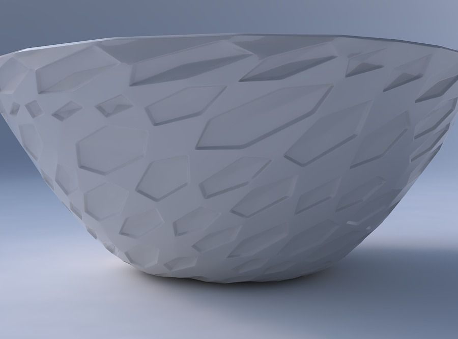 Bowl wide with crystal dents 3D print model_4