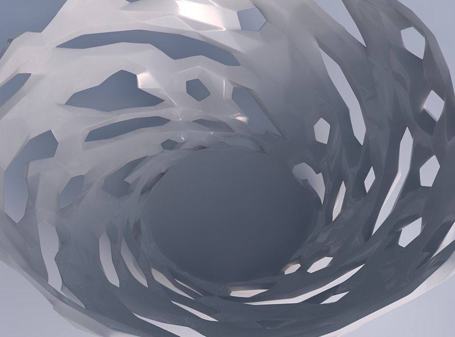 Bowl wide with faceted cuts and bulges  3D print model_1