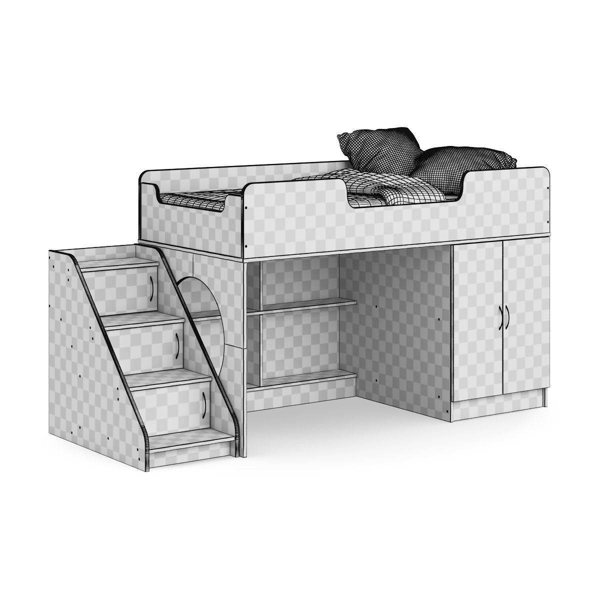 Legenda K02 ans LY02 childrens modular bed 3D model_6