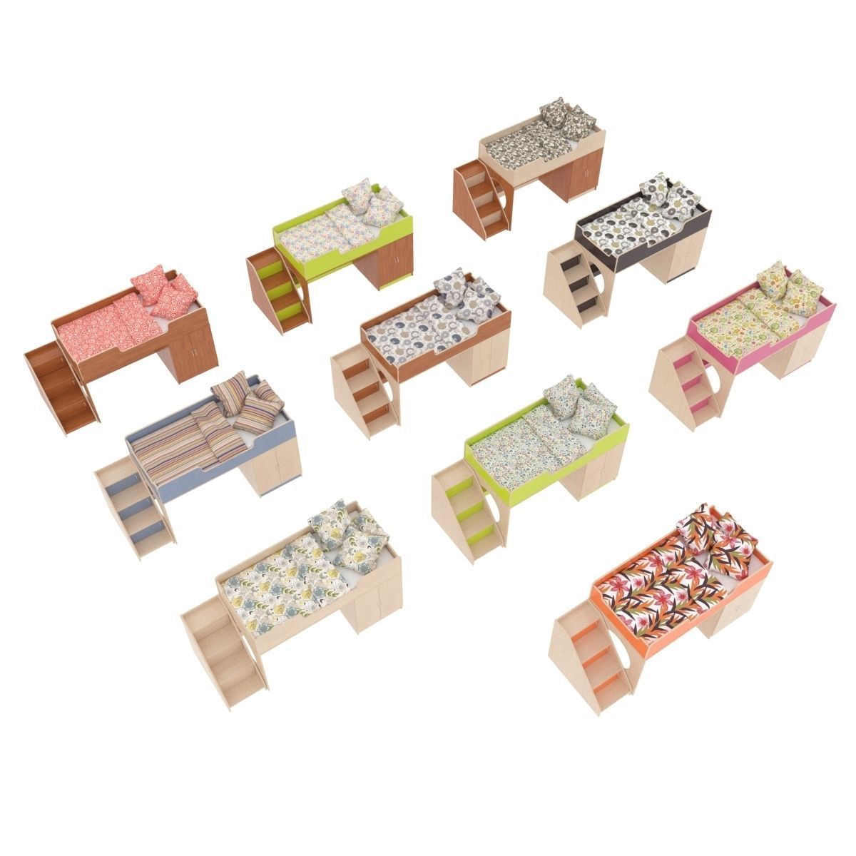 Legenda K02 ans LY02 childrens modular bed 3D model_5