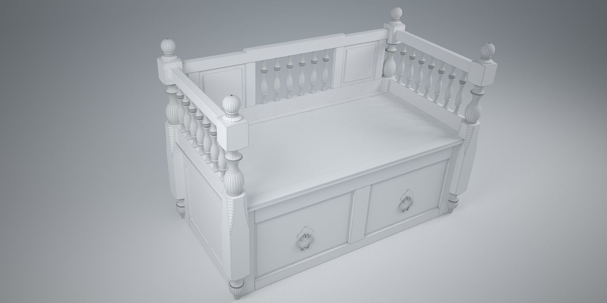 ANTIQUE TRUNK 2 SEATER 3D model_7