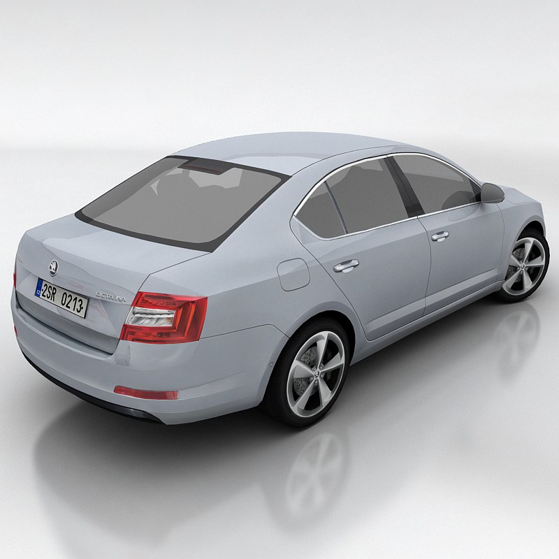 Skoda Octavia 3 liftback Low-poly 3D model_1