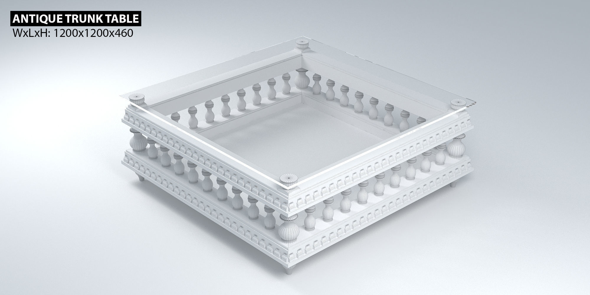 ANTIQUE TRUNK TABLE 3D model_3