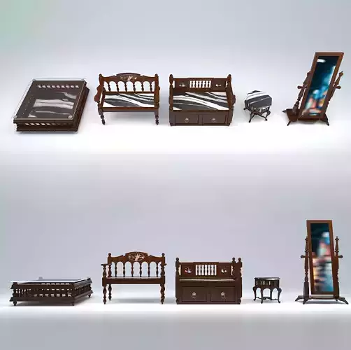 VINTAGE COLLECTION bed with wooden headboard and footboard