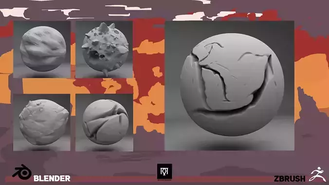 70 Rock Alphas - Blender - Zbrush