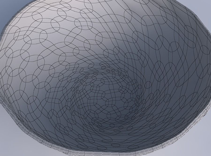 Bowl wide with organic dents 3D print model_6