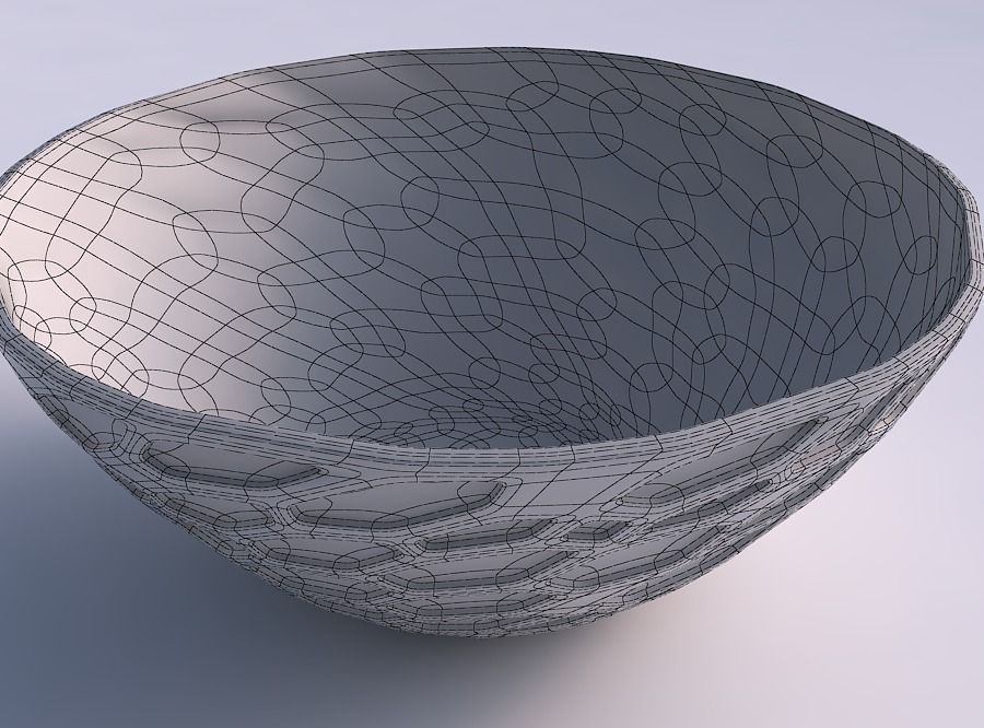 Bowl wide with organic dents 3D print model_5